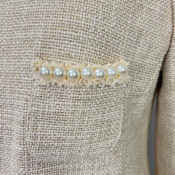 VILAGALLO IT 38 US 8 Faux Pearl Tweed Crop Blazer - Picture 5 of 14